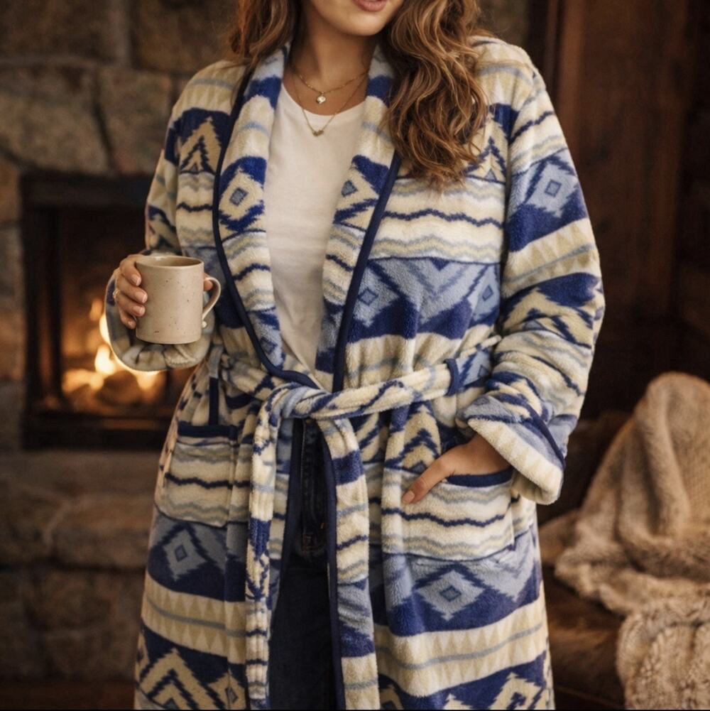 Lauren Ralph Lauren Swthwstrn Fleece Robe: Cozy Cabin Shawl Collar Cardigan Coat